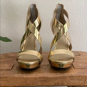 BCBG MaxAzria Strappy Gold heels- SOLD